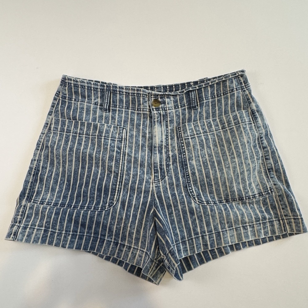 American Eagle Womens High-Rise Striped Railroad Paper Bag Stripe Shorts Size18